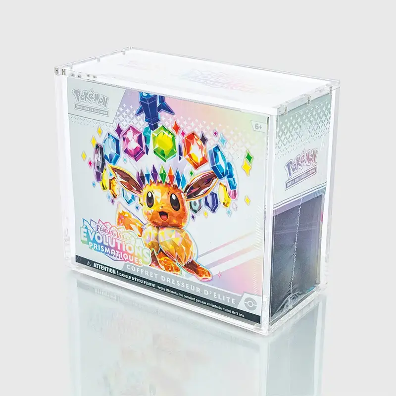 Présentoir en acrylique transparent pour cartes Pokémon – Boîtier magnétique UV 98 %