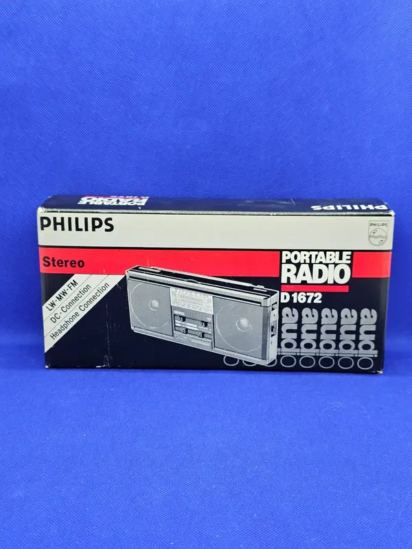 Radio Portable Philips D1672 Stereo LW MW FM Années 80 Avec Boîte Brocante